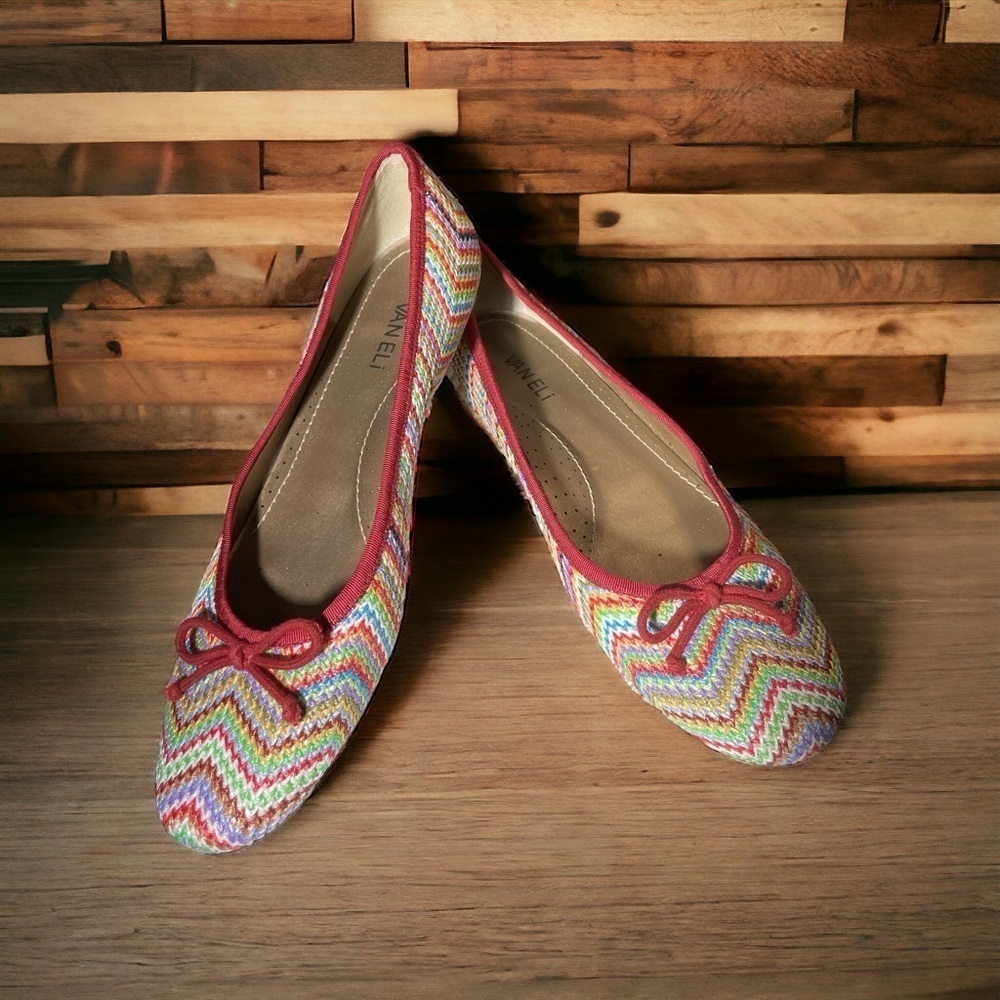 VANELI 8N woven rainbow zig zag flats/ Ballet Flats